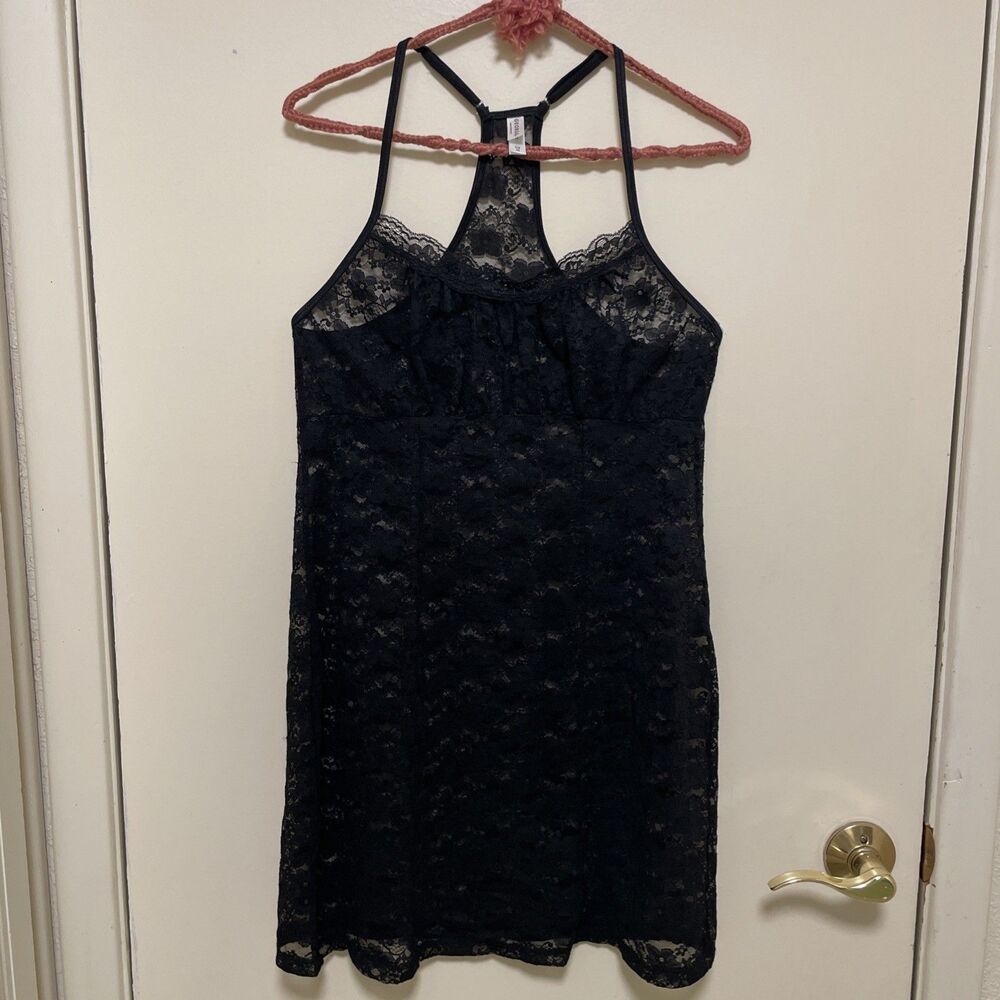 Coquette Fairy Negligee Lingerie Nightgown Sheer Lace Black Size S 4-6 George